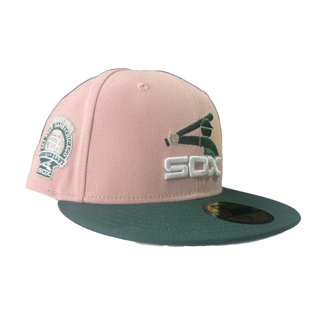 New Era Chicago White Sox 59FIFTY Pink Green Hat 50th Patch Size 7 3/8 Grey UV